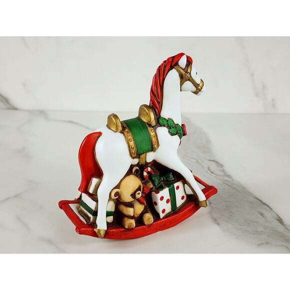 Enesco Christmas Rocking Horse Taper Candle Holder 4 1/2" Holidays 1980 Taiwan - Picture 6 of 16